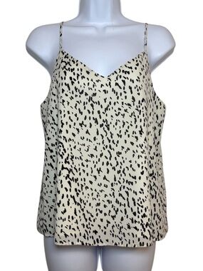 Banana Republic White with Black Spot Print Camisole Tank Top V-Neck Line